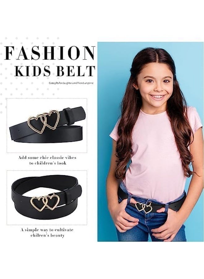 ChicAbode Kids Double Heart Belt - 4 Pcs Girls PU Faux Leather Waist Belt for Dress Pants, M Size for 6-12 Years - Image 5